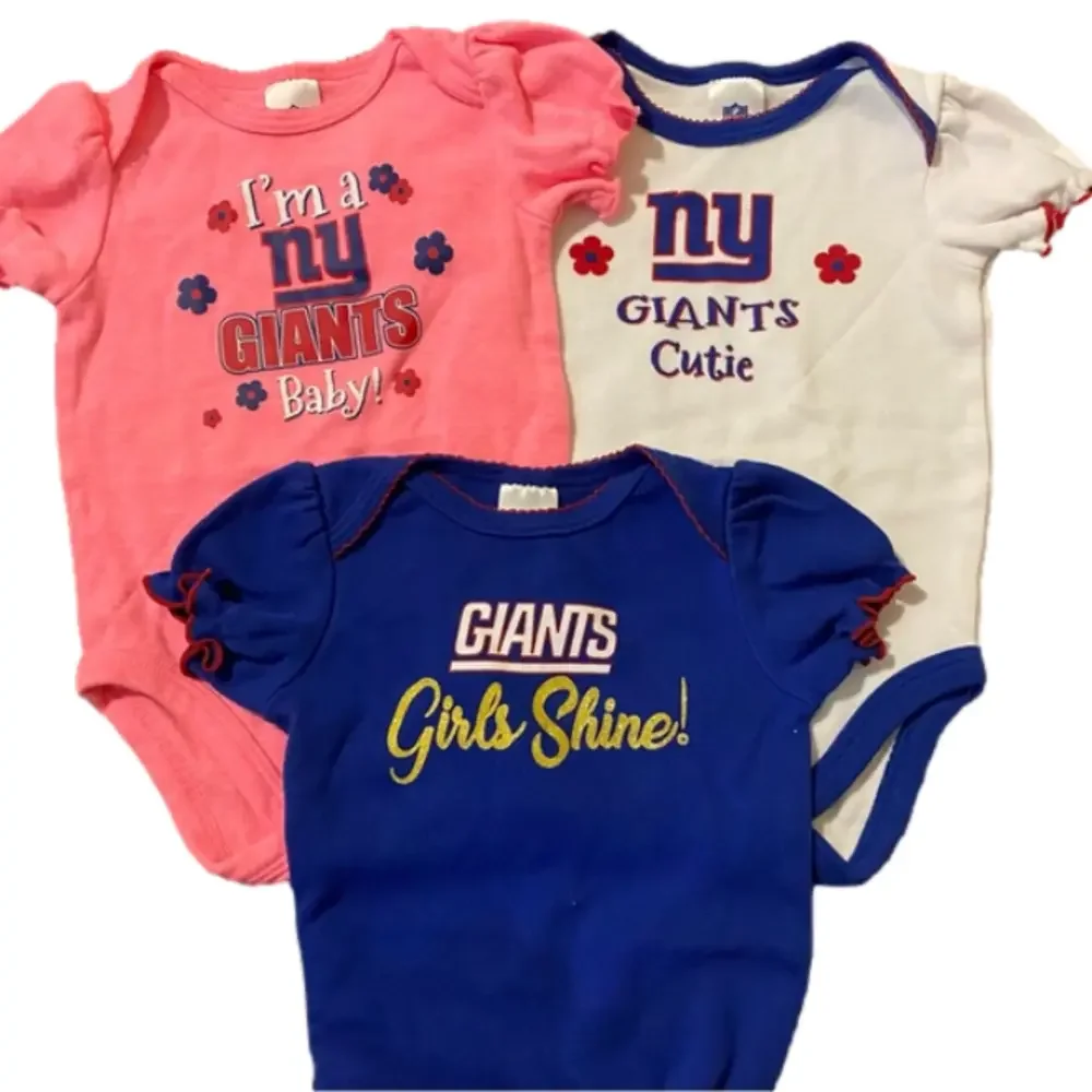 NY Giants Girls Set of Three onesies 3-6 Months NWOT